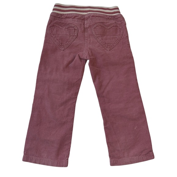 Mini Boden Corduroy Pants Girls 7Y Pink Heart Knees Adjustable Drawstring - Picture 4 of 7
